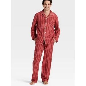 Men's Flannel Pajama Set - Goodfellow & Co Red Stripe XXL-100% Cotton